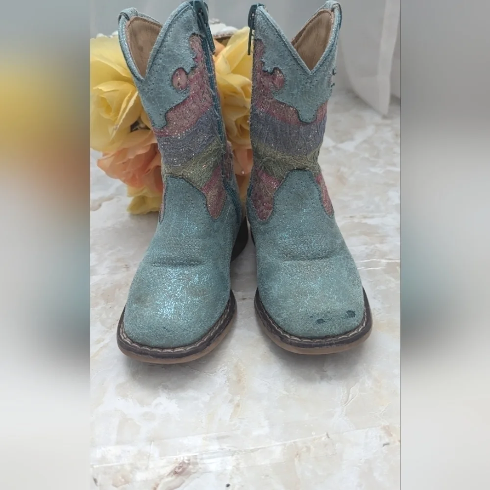Roper Girls Glitter Lace Cowgirl Western Boots ToddlerS 7